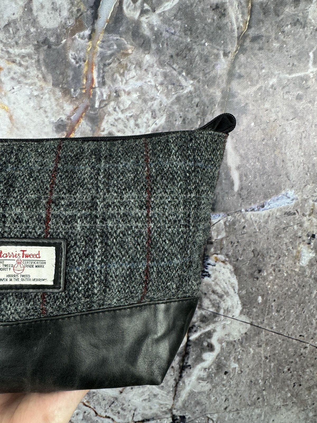 Harris Tweed Harris Tweed Wool Leather Toiletry Bag Grey Travel Pouch Size ONE SIZE - 4 Thumbnail