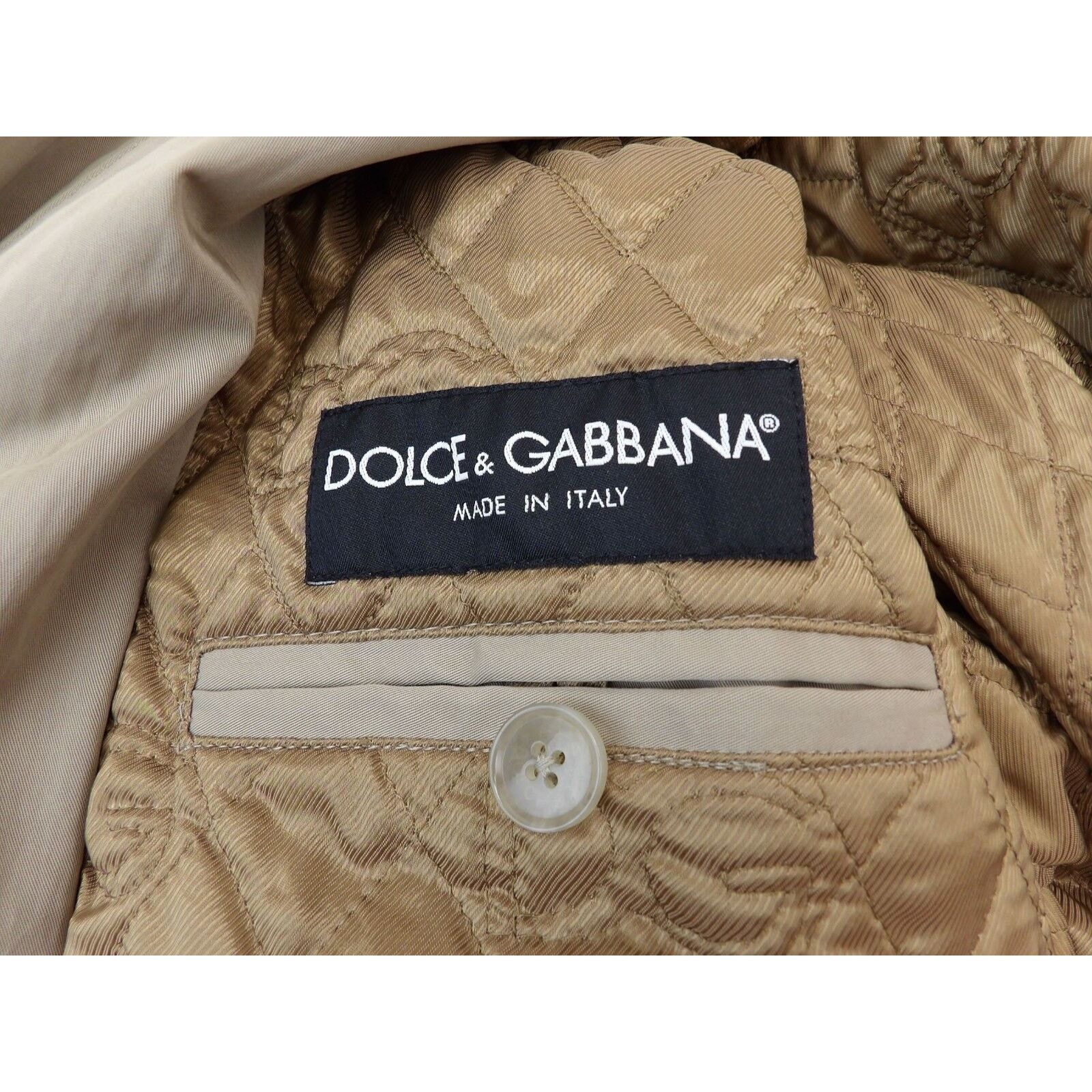 Dolce & Gabbana BEIGE COTTON BUTTON ZIPPER TRENCH EPAULET COAT 52 42 ITALY Size US L / EU 52-54 / 3 - 8 Thumbnail