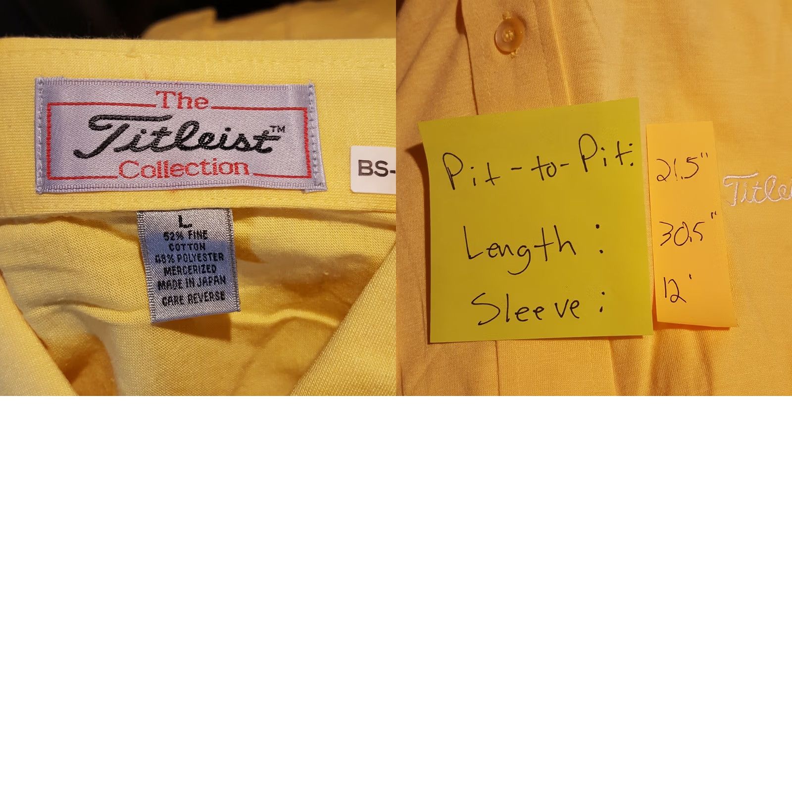 Titleist Titleist Golf Polo Shirt Short Sleeve Yellow Mens L Pullover Collar Polo Shirt Size 42R - 8 Thumbnail