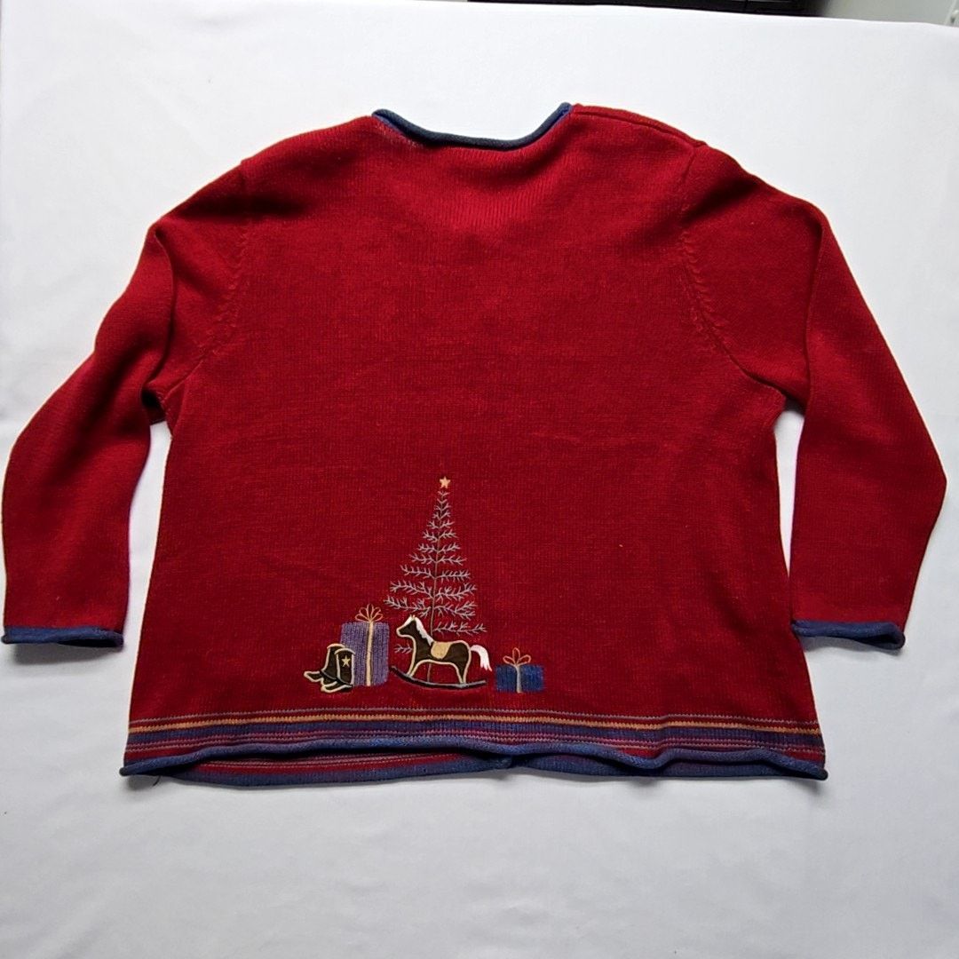 Vintage Vintage C.J. Banks Christmas Cardigan Western Santa Red 2X Size L / US 10 / IT 46 - 9 Thumbnail