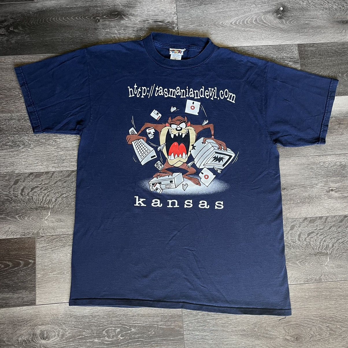 Vintage Vintage 1990s Tasmanian Taz Devil Computer Website Logo Tee Size US L / EU 52-54 / 3 - 2 Thumbnail