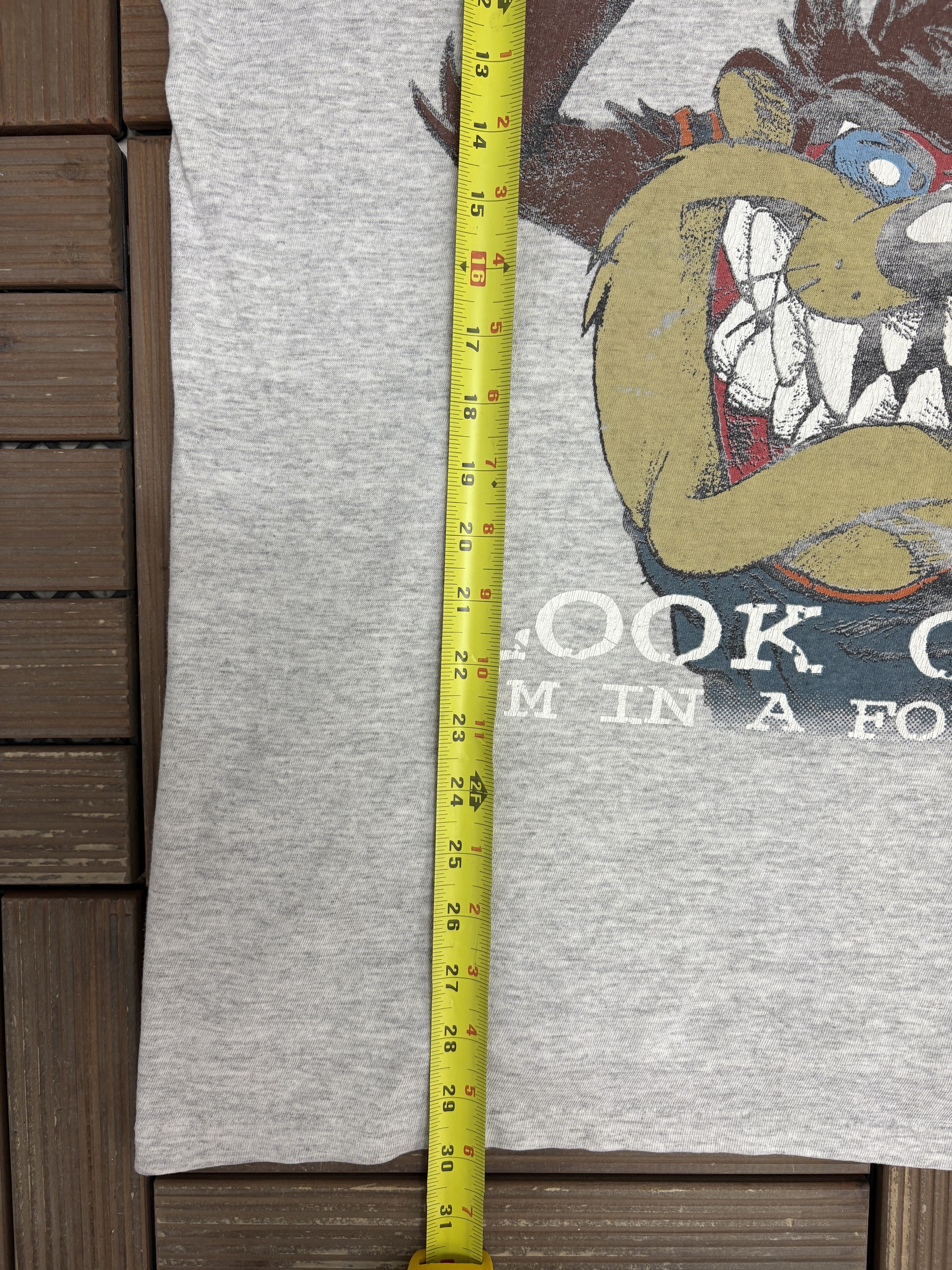 Vintage Taz Look Out I'm In A Foul Mood Vintage Grey T-Shirt Tee Size US XL / EU 56 / 4 - 6 Thumbnail