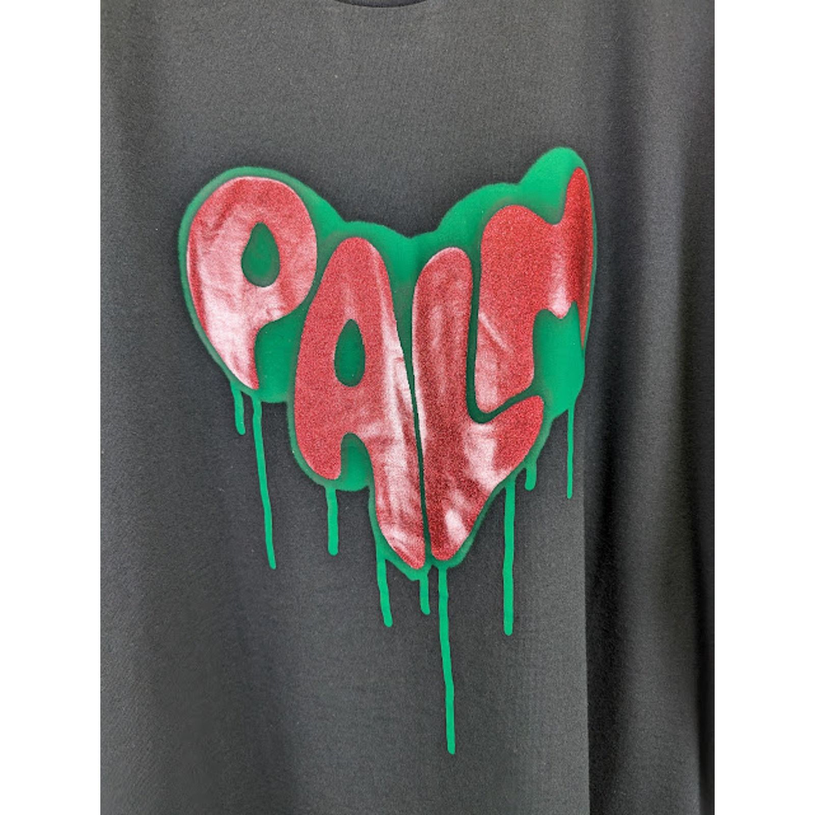Palm Angels o1rshd1 Spray Heart Loose T-Shirt in Black / Fuchsia Size US XL / EU 56 / 4 - 4 Thumbnail