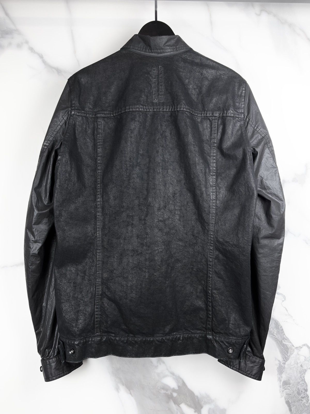 Rick Owens SS15 Rick Owens Black Scrub Waxed Denim Worker Jacket Size US XL / EU 56 / 4 - 2 Thumbnail