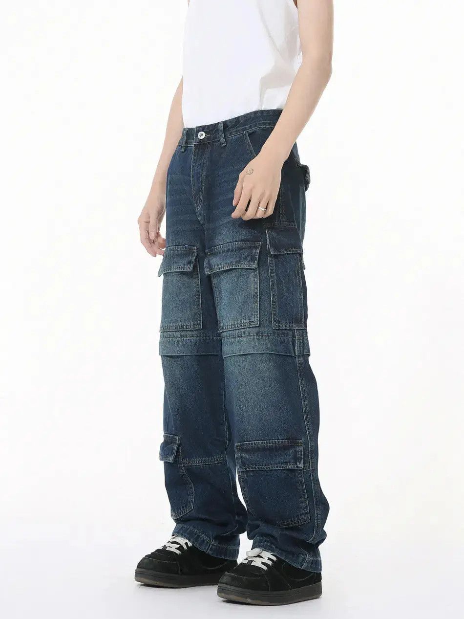 Japanese Brand Retro loose patchwork pocket jeans Size US 32 / EU 48 - 1 Thumbnail