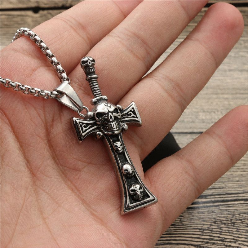 Japanese Brand Skull Head Cross Necklace Size ONE SIZE - 1 Thumbnail