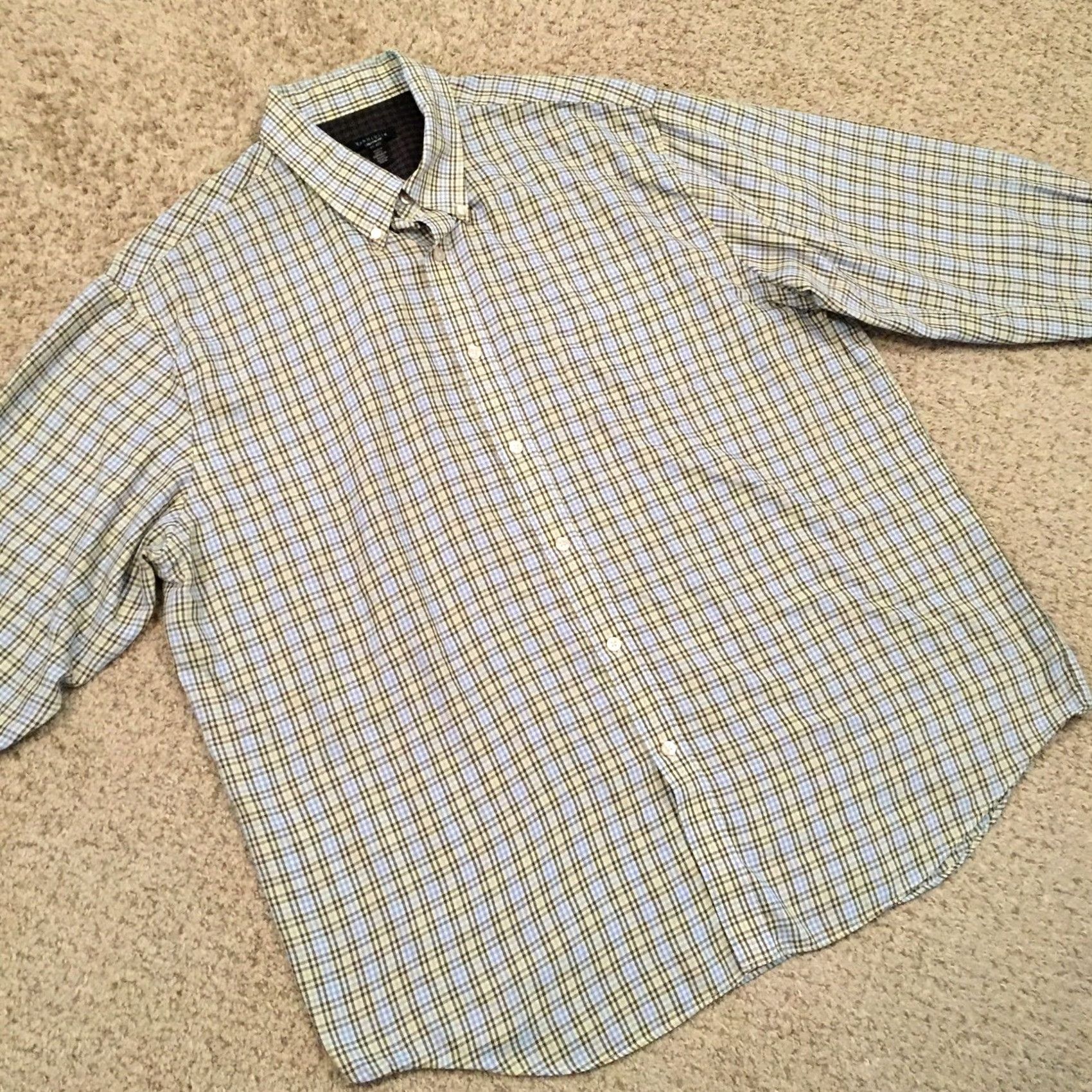 Van Heusen Van Heusen Shirt Mens XL Green Blue Plaid Long Sleeve Button-Up Size US XL / EU 56 / 4 - 5 Thumbnail