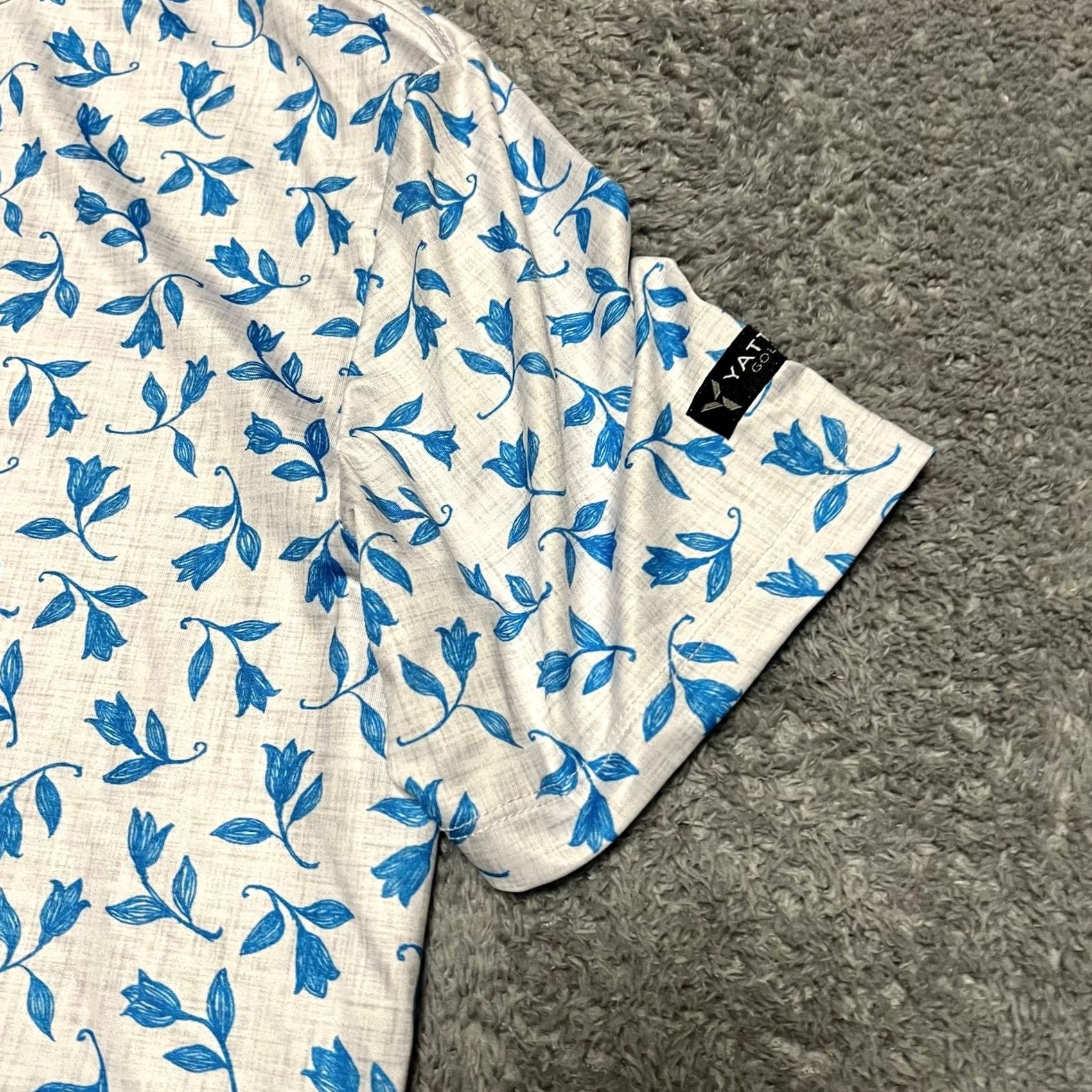 Vintage Yatta Golf Polo Shirt Mens Small Blue Floral Hawaiian Performance Golfing S Men Blue Floral Hawaiian Golf Polo Shirt Size US S / EU 44-46 / 1 - 2 Thumbnail