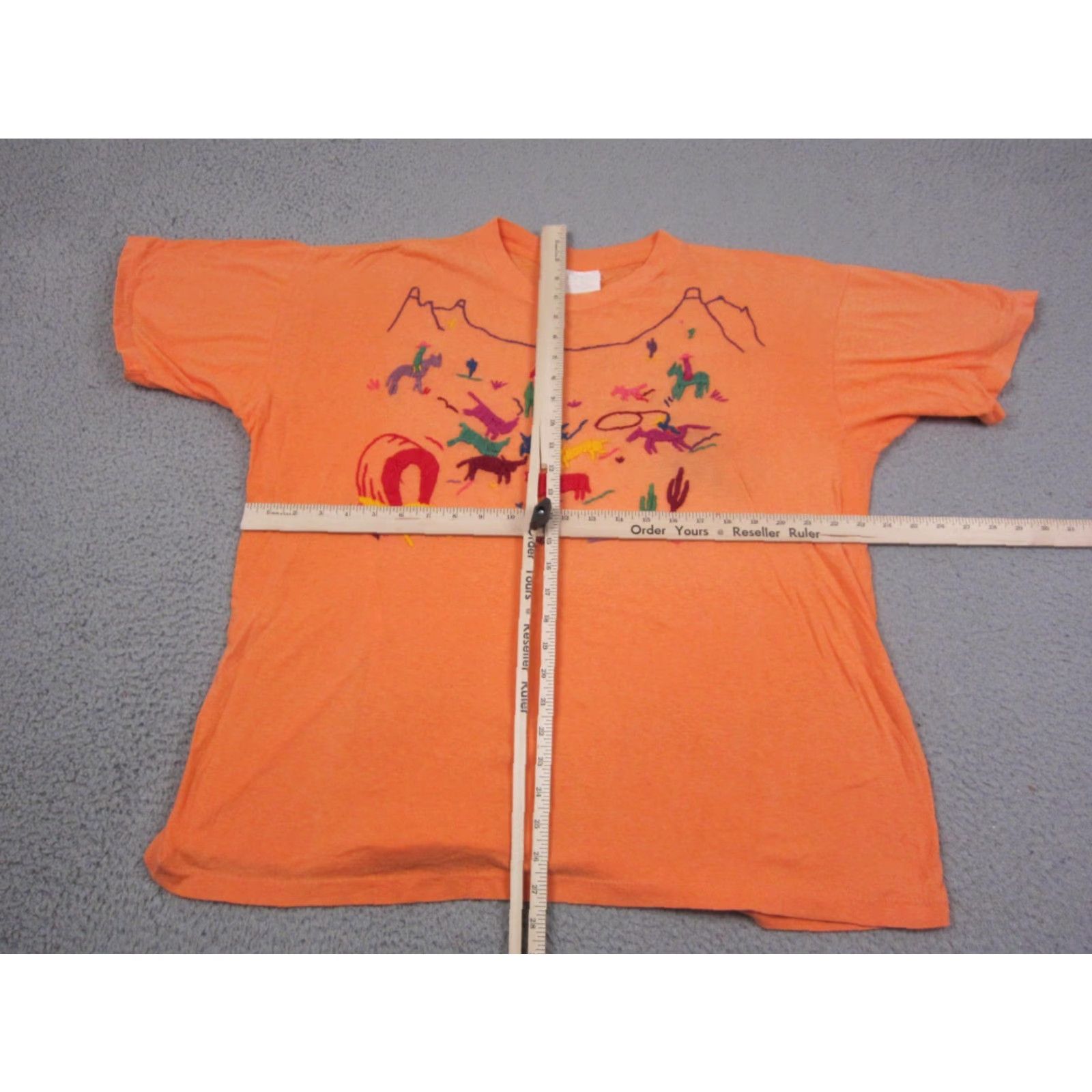 Native VINTAGE James Halber Shirt Mens XL Orange Short Sleeve Crew Neck Cotton Knit Embroidered 90s City Classic Outdoor All Seasons Womens Mens Boys Girls Size US XL / EU 56 / 4 - 6 Thumbnail