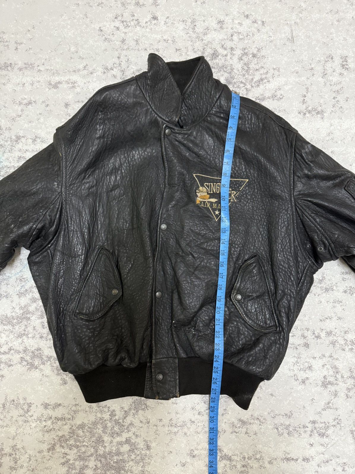 Genuine Leather Vintage 80s SINGULIER AIR MAIL FLIGHT BOMBER JACKET LEATHER Size US XL / EU 56 / 4 - 23 Thumbnail