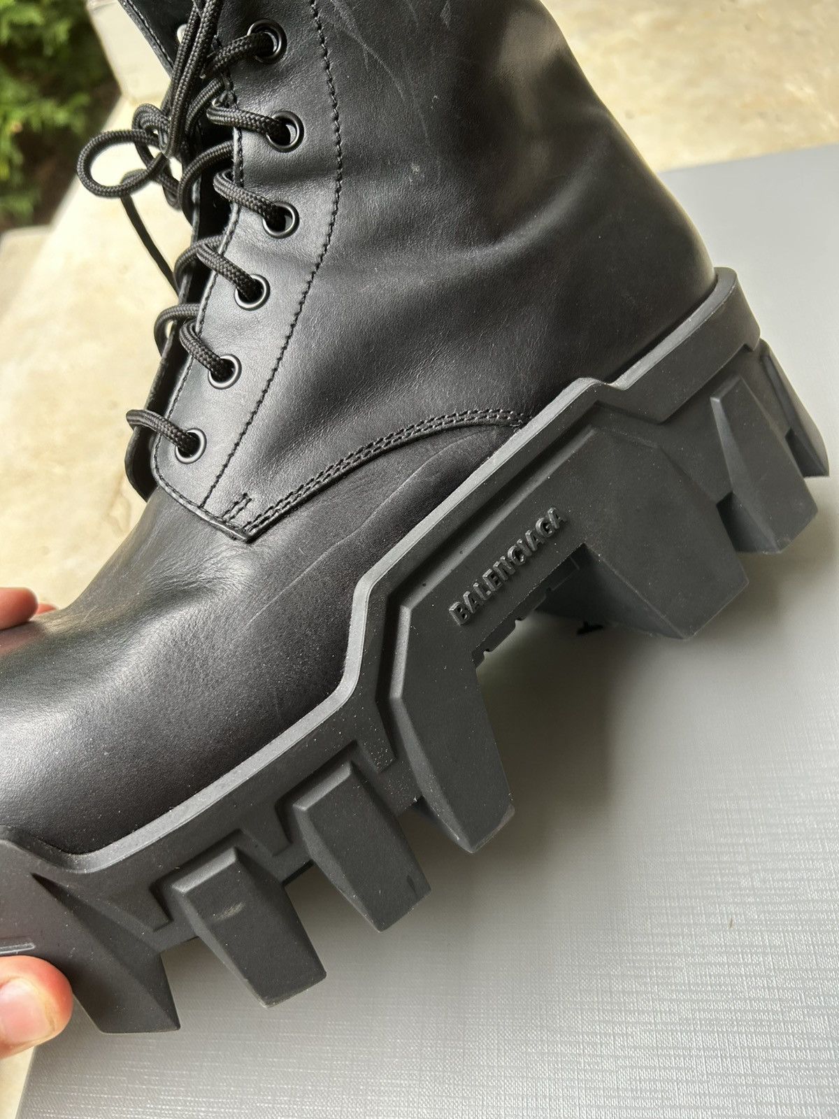 Balenciaga bulldozer matt laceup smooth calfskin