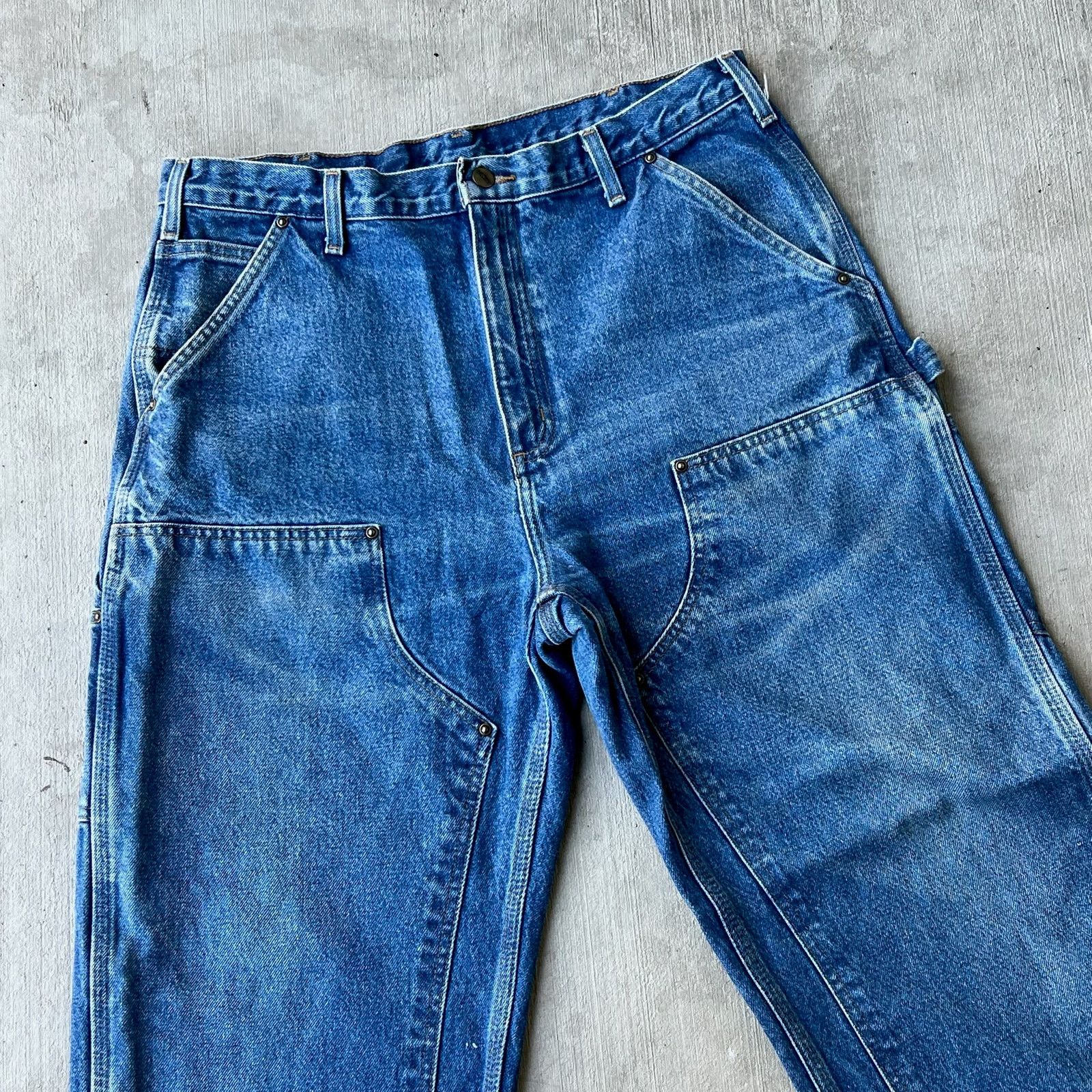 Carhartt × Vintage Carhartt denim blue jean double knee work carpenter pants Size US 35 - 3 Thumbnail