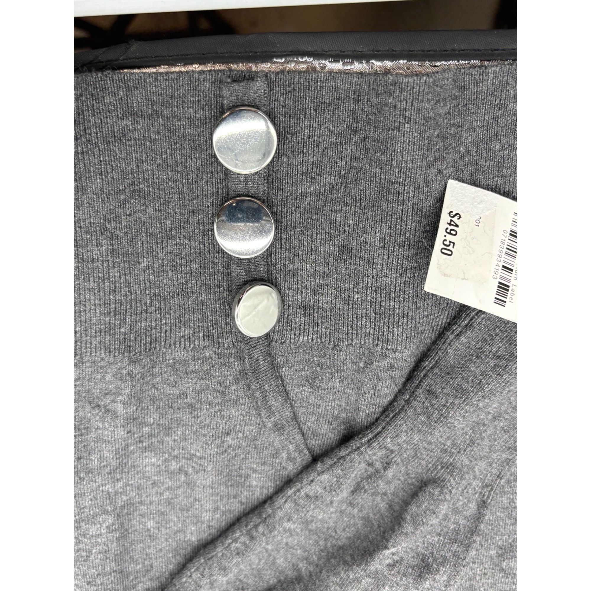 JM Collection JM Collections Petite Button-Embellished Sweater, Charcoal H Size ONE SIZE - 6 Thumbnail