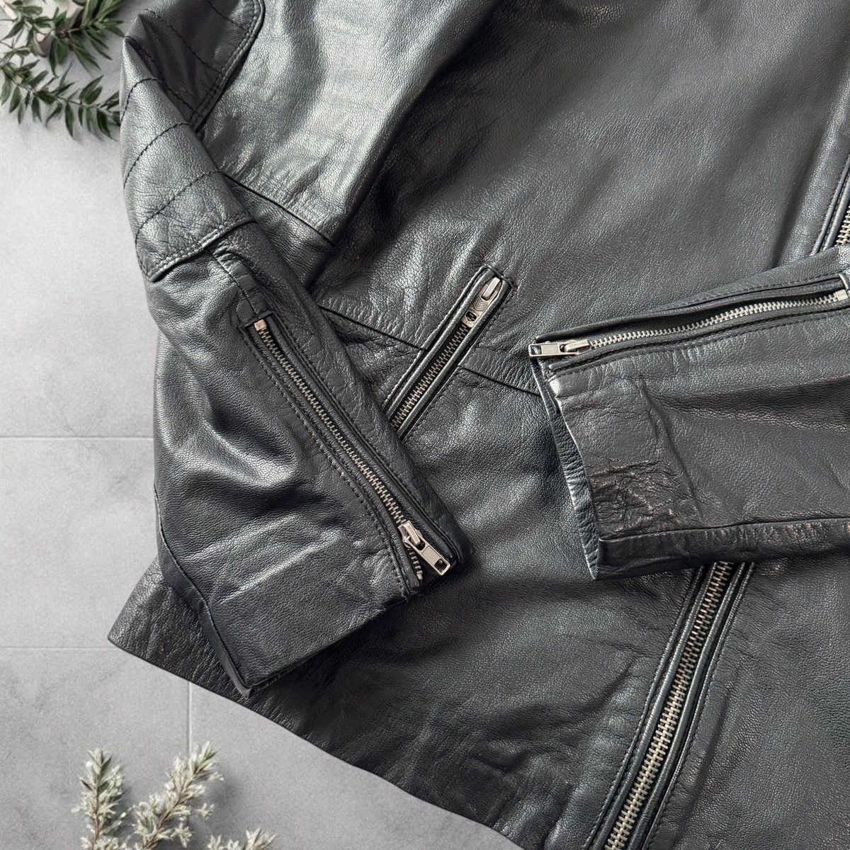 Diesel Diesel Leather Jacket Model J-BO-2 Black Biker Avirex Style Size US XXL / EU 58 / 5 - 7 Thumbnail