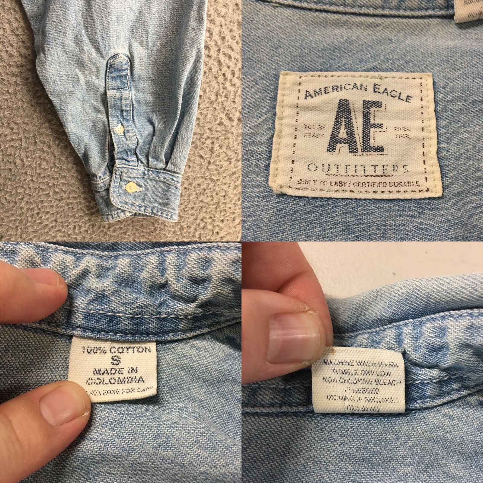 American Eagle Outfitters American Eagle Outfitters Button Up Shirt Mens S Blue Denim Cotton Long Sleeve Size US S / EU 44-46 / 1 - 9 Thumbnail