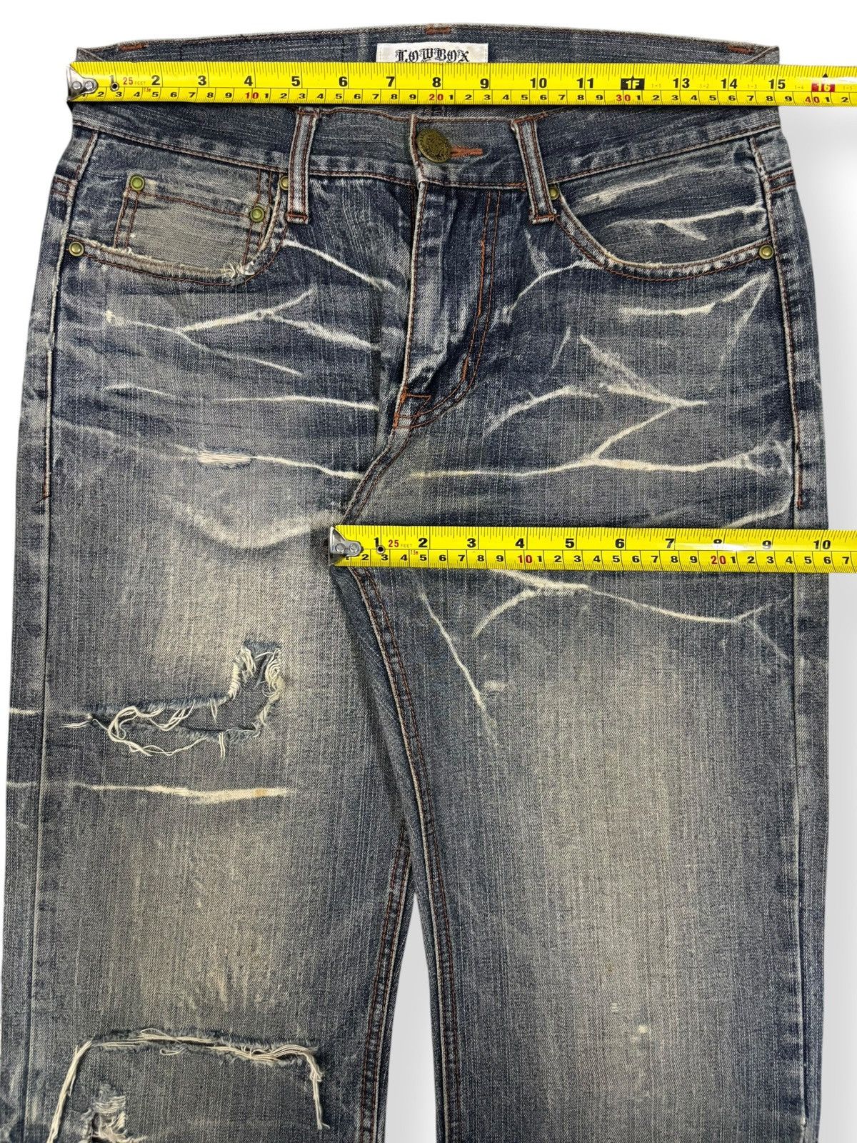 14th Addiction Vintage Lowbox Whiskers Mud Wash Distressed Grunge Jeans Size US 30 / EU 46 - 13 Thumbnail