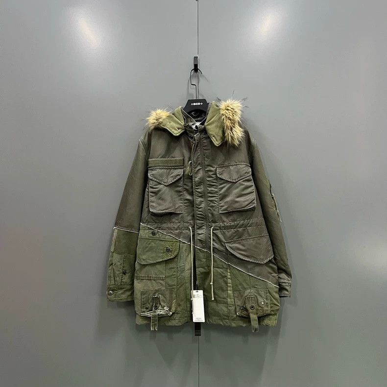 Greg Lauren greg lauren size 4 Military Green Splicing Used Coat 2506-N Size US XL / EU 56 / 4 - 1 Thumbnail
