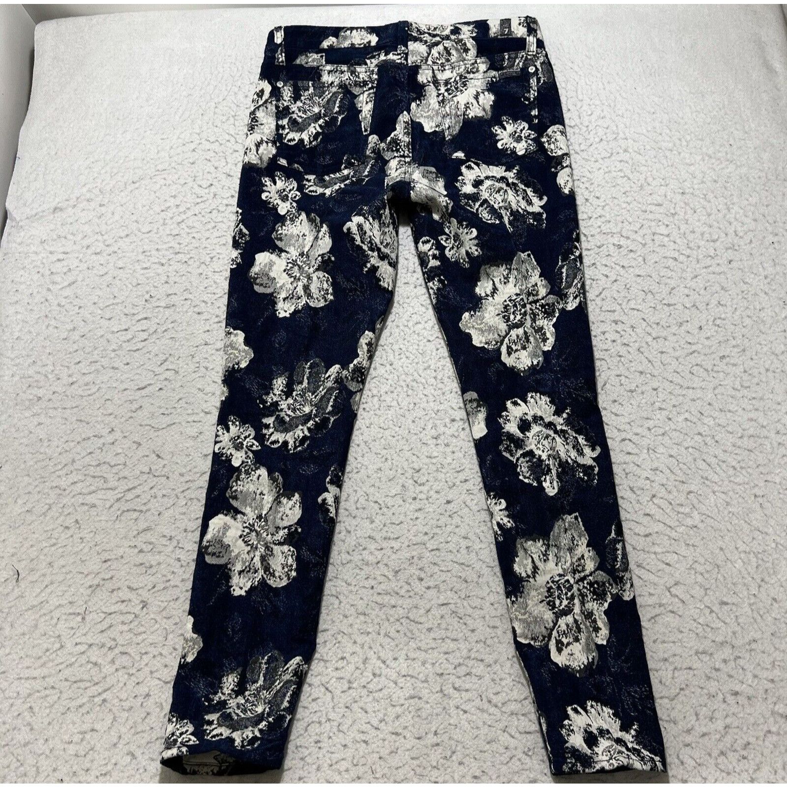 7 For All Mankind 7 For All Mankind Floral Ankle Jacquard Skinny Pants Blue Size 29" - 6 Thumbnail