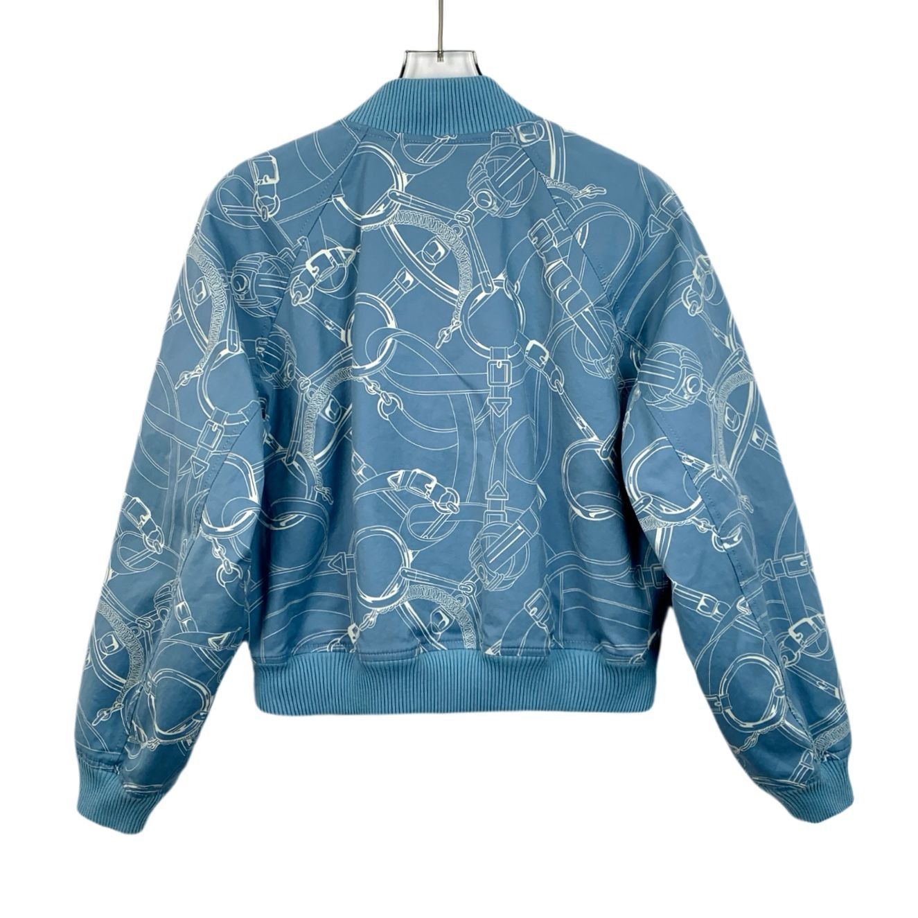 Hermes Hermès Paris Blue Graphic Print Bomber Jacket Made In Italy Size XS / US 0-2 / IT 36-38 - 2 Thumbnail