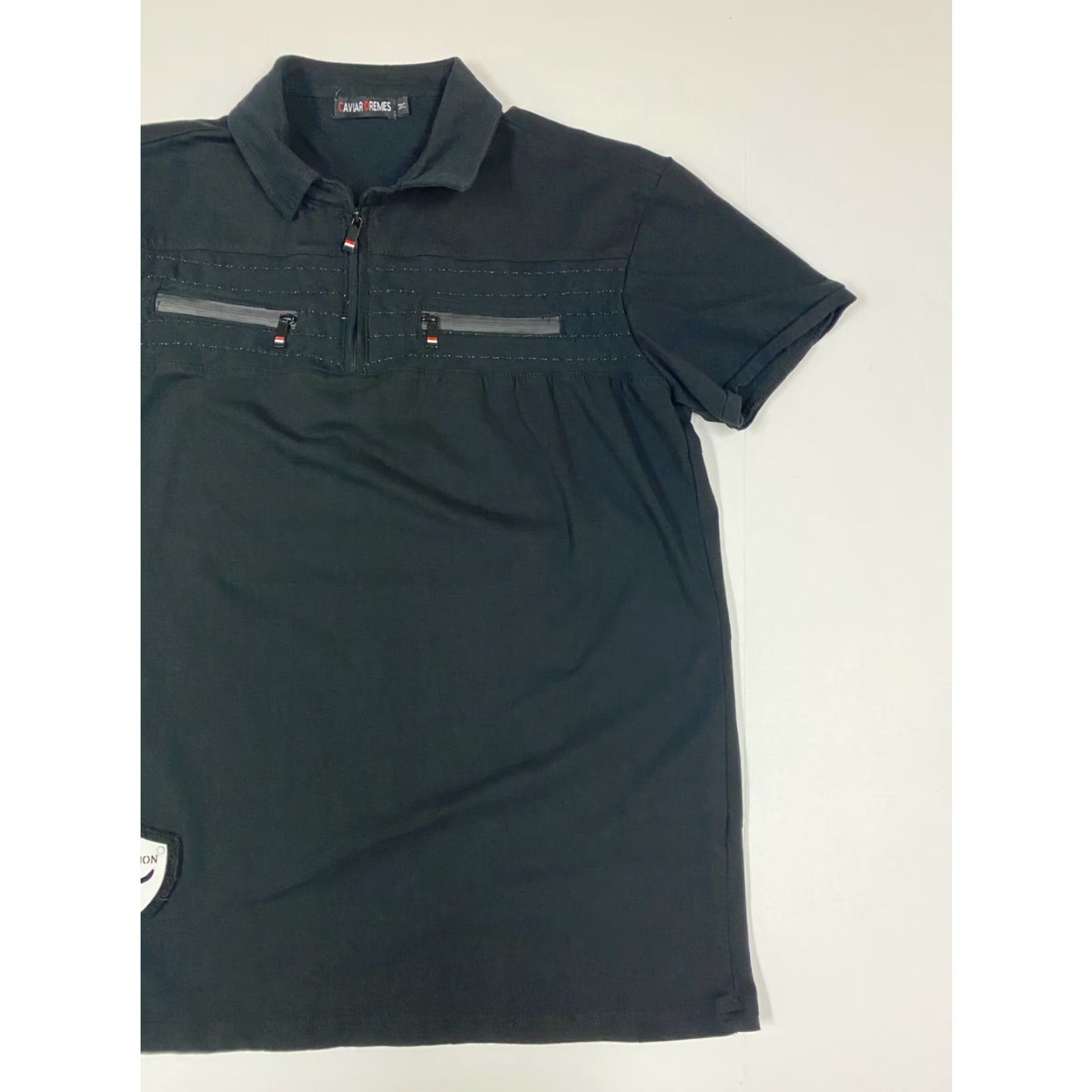 Vintage Caviar Dremes Polo Shirt Mens Medium Black Knit Short Sleeve Slim Button Breathable Golf Logo Size US M / EU 48-50 / 2 - 2 Thumbnail