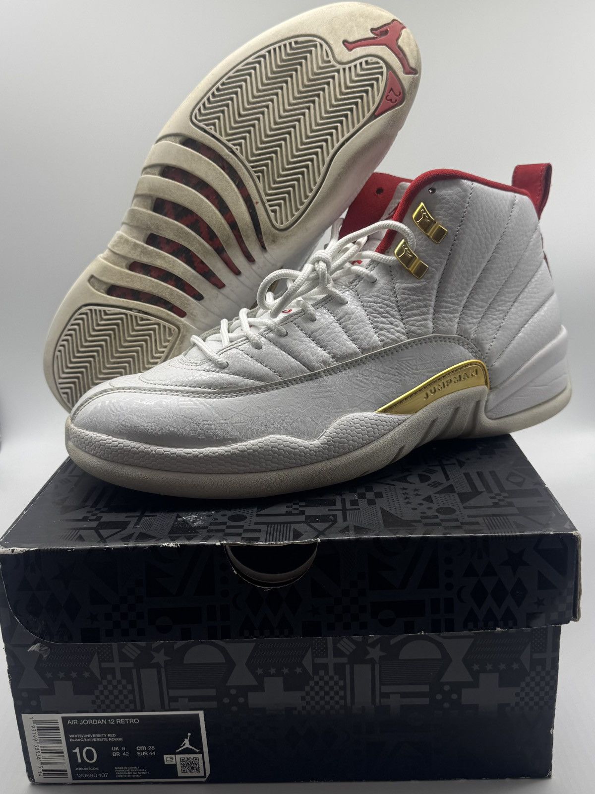 Nike Nike Air Jordan 12 Retro FIBA White Red 130690-107 Size US 10 / EU 43 - 1 Thumbnail