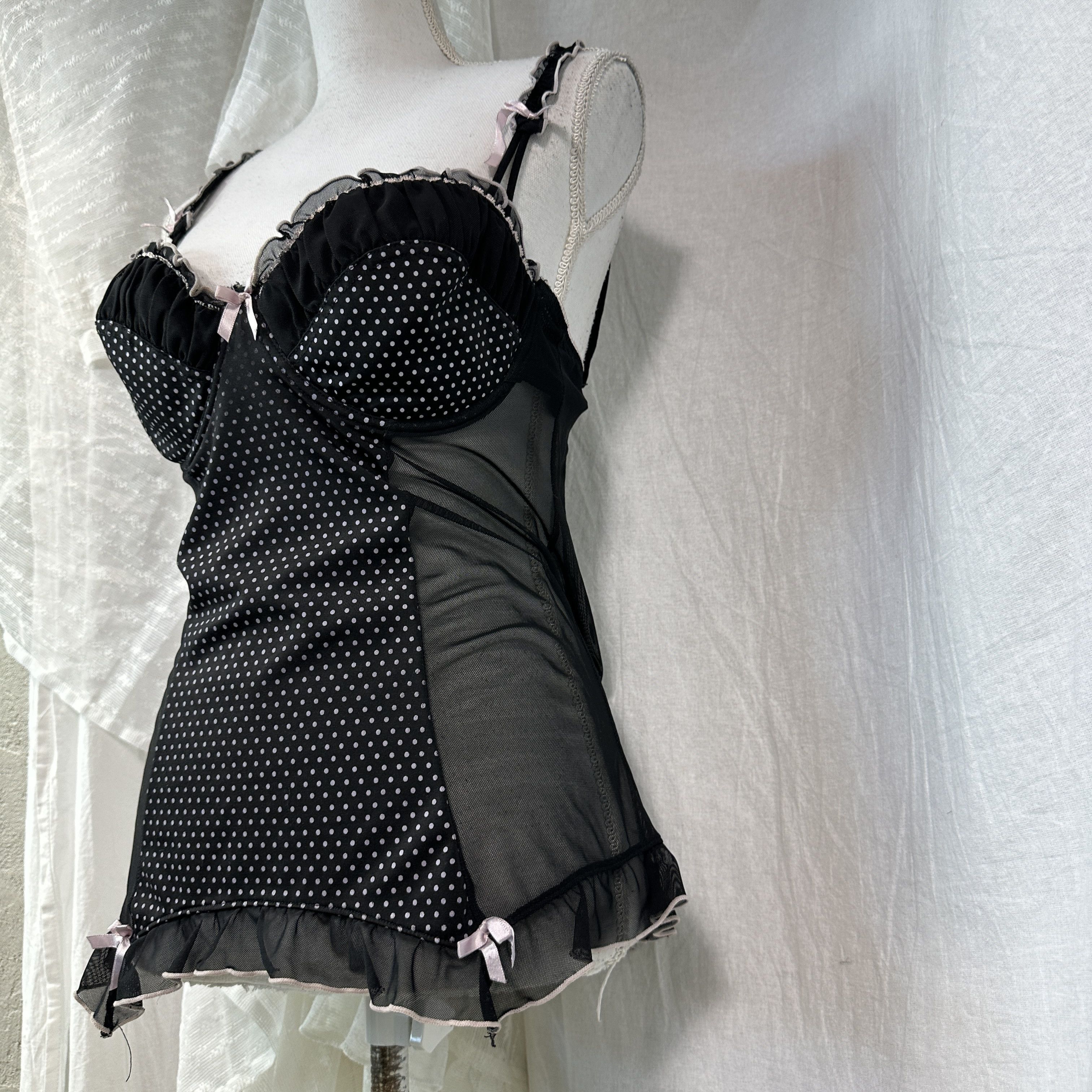 Vintage Vintage Coquette Mesh Polka Dot Night Top Y2K Size S / US 4 / IT 40 - 4 Thumbnail