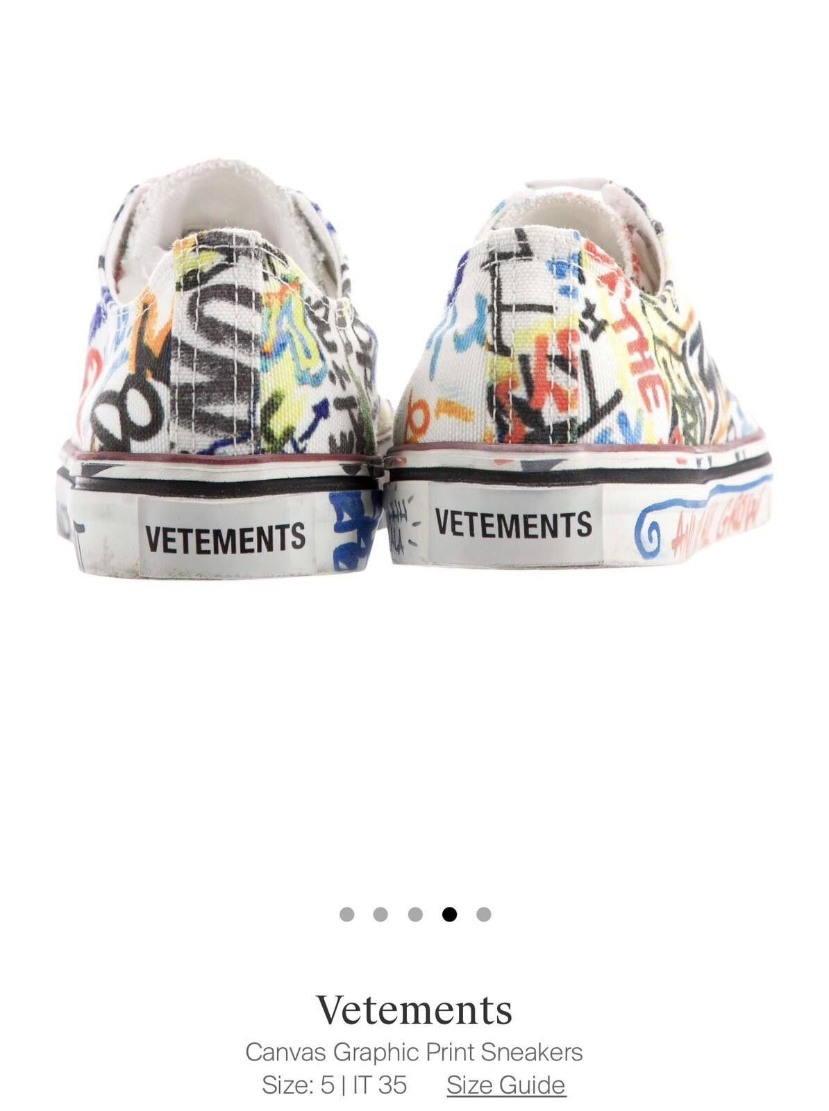 Vetements Vetements White Graffiti Low Top Sneakers Sz 35 W/ Box Size US 5 / IT 35 - 8 Thumbnail