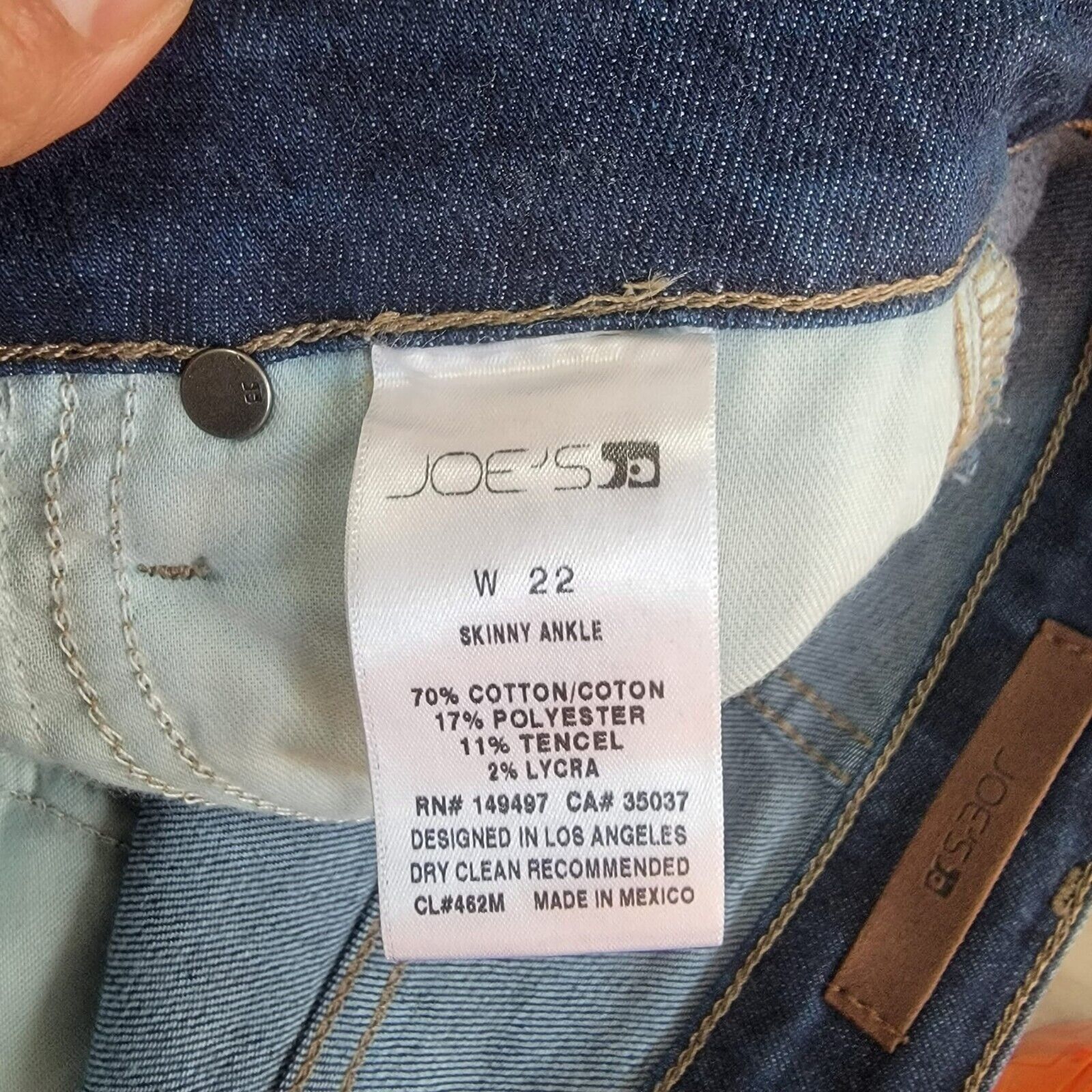 Joe's ❤️Joe's High Rise Skinny Ankle Jeans Dark Wash Diagonal Fray Size 40" / US 18 - 10 Thumbnail