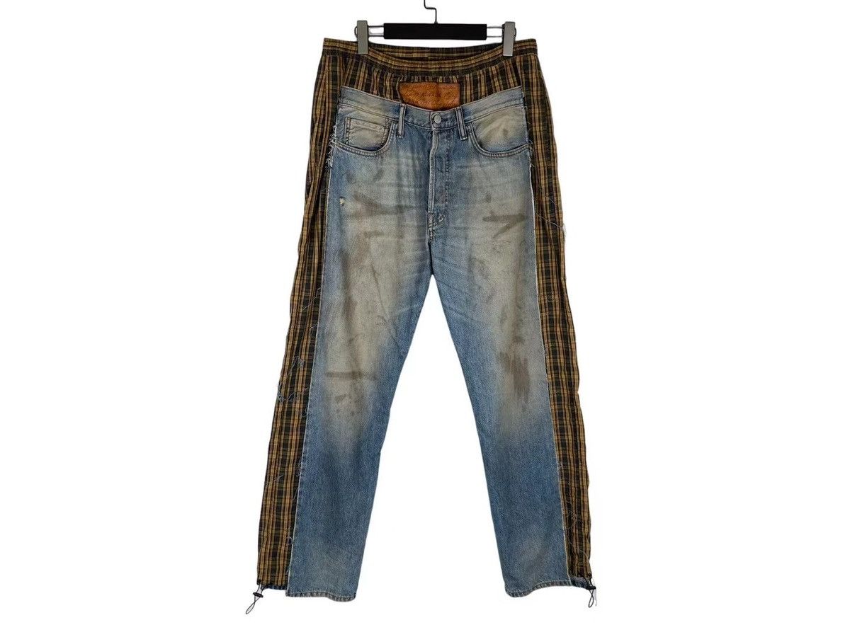 image of Acne Studios Acne Studio Deconstructed Checked Jeans in Blue, Men's (Size 33)