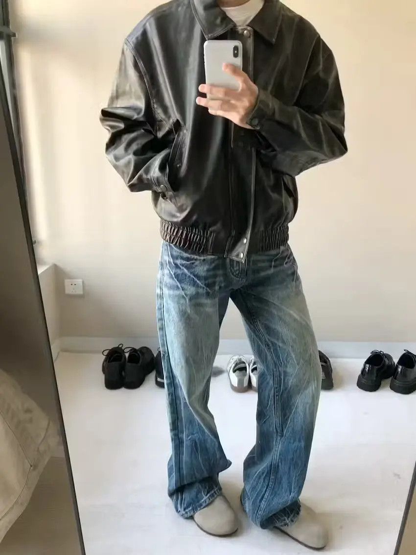 Designer × Japanese Brand Faded blue y2k washed gradient baggy jeans Size US 34 / EU 50 - 4 Thumbnail