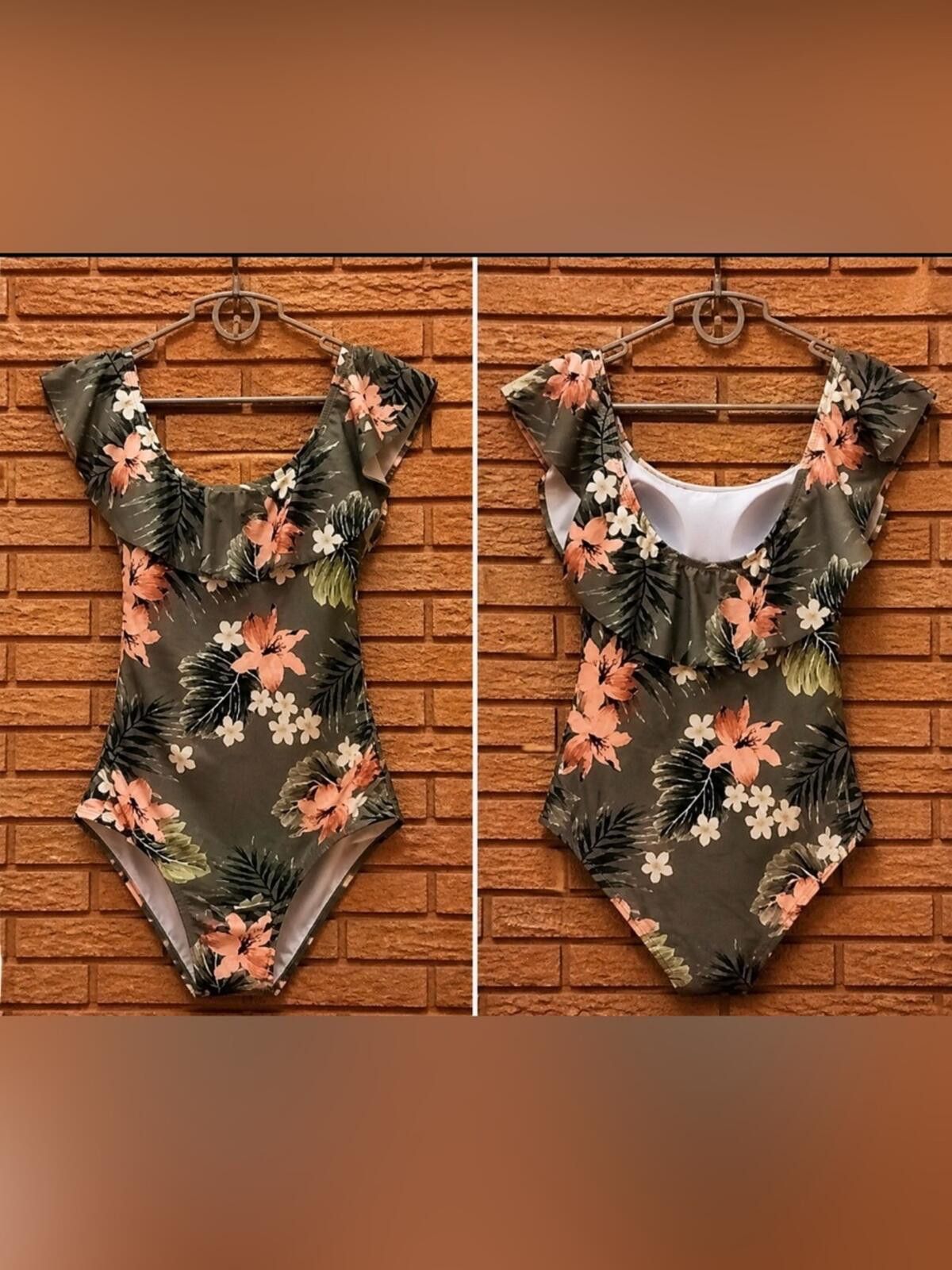 The Unbranded Brand Floral Ruffle One-Piece Swimsuit Size ONE SIZE - 1 Thumbnail