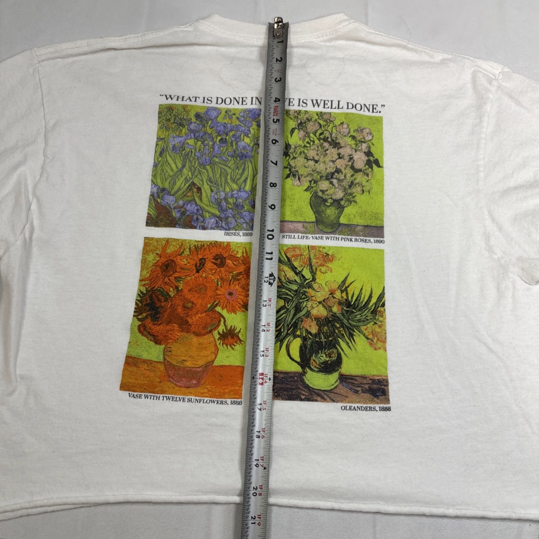 Vintage Mighty Fine Shirt Women XL White Cropped Vincent Van Gogh Flowers Ladies XL Cropped Flowers T-Shirt Women’s Size XL / US 12-14 / IT 48-50 - 7 Thumbnail