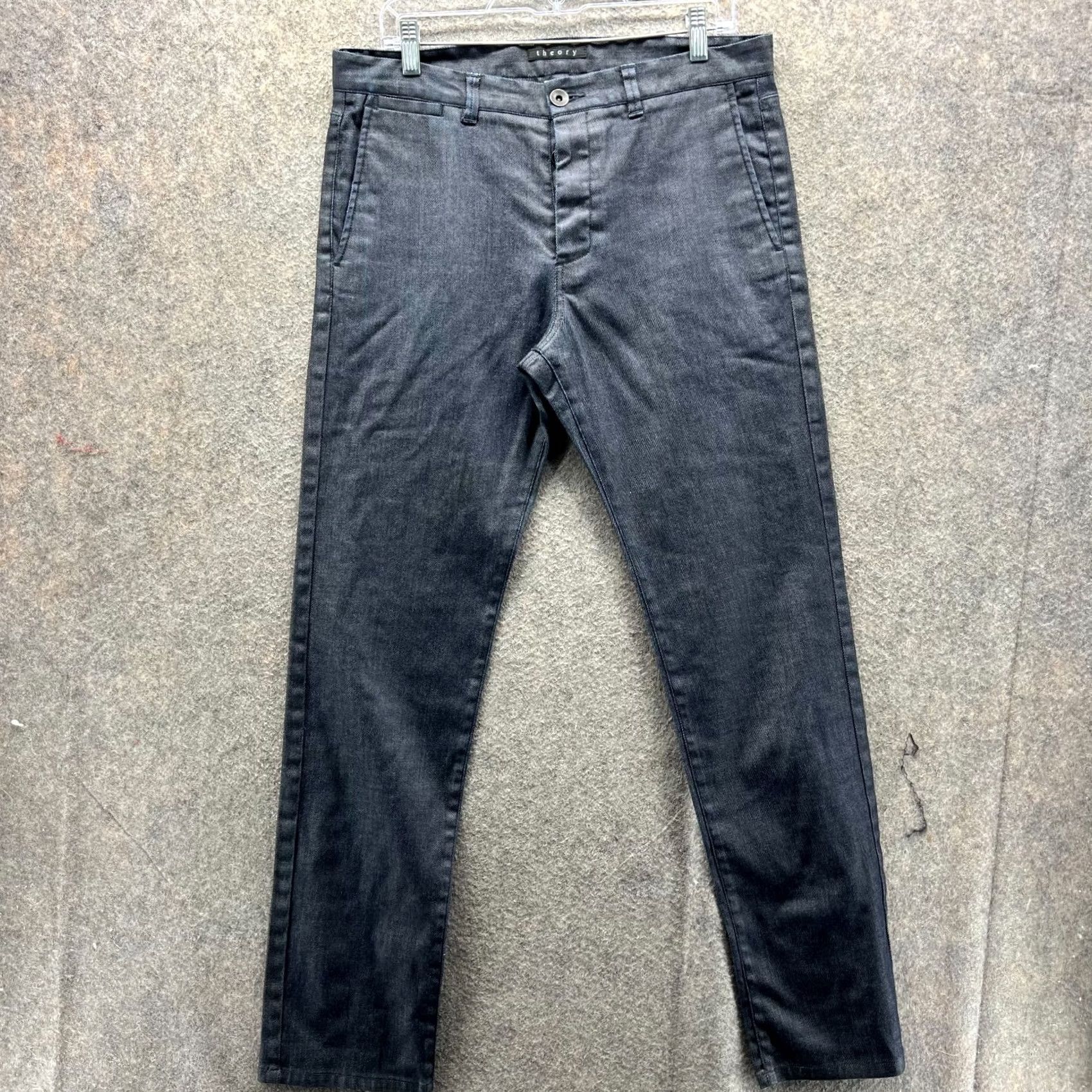 Theory Theory Jeans Men 32 Charcoal Gray Cotton Stretch Slim Fit Straight Dark Wash Size US 32 / EU 48 - 2 Thumbnail