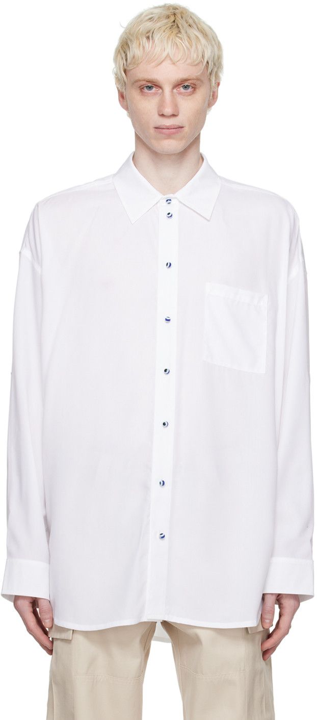image of Gmbh White Bertil Button Down Shirt, Men's (Size Large)