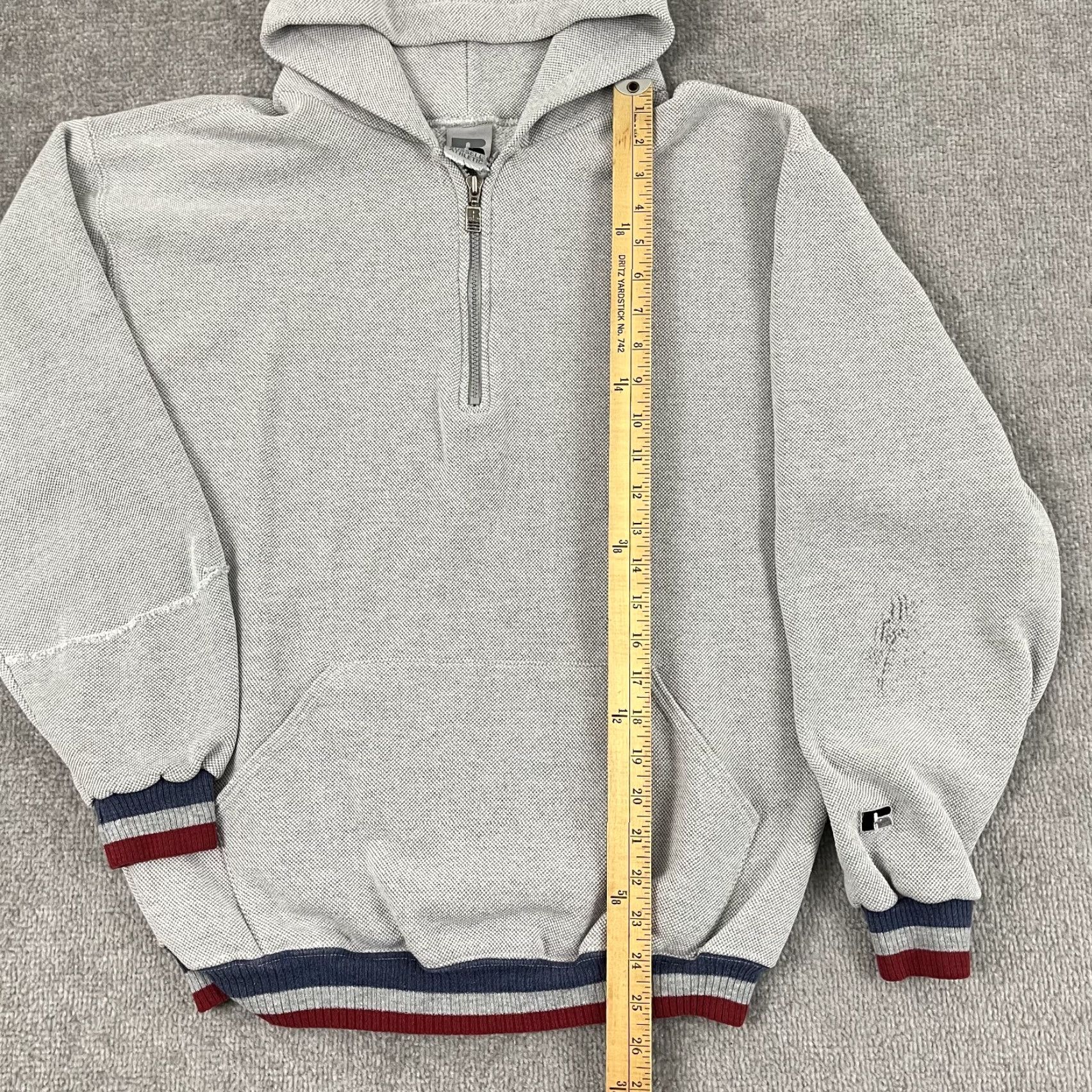 Russell Athletic VINTAGE Russell Athletic Hoodie Sweatshirt Mens L/XL Gray Half Zip Retro Training Y2K Size US L / EU 52-54 / 3 - 4 Thumbnail