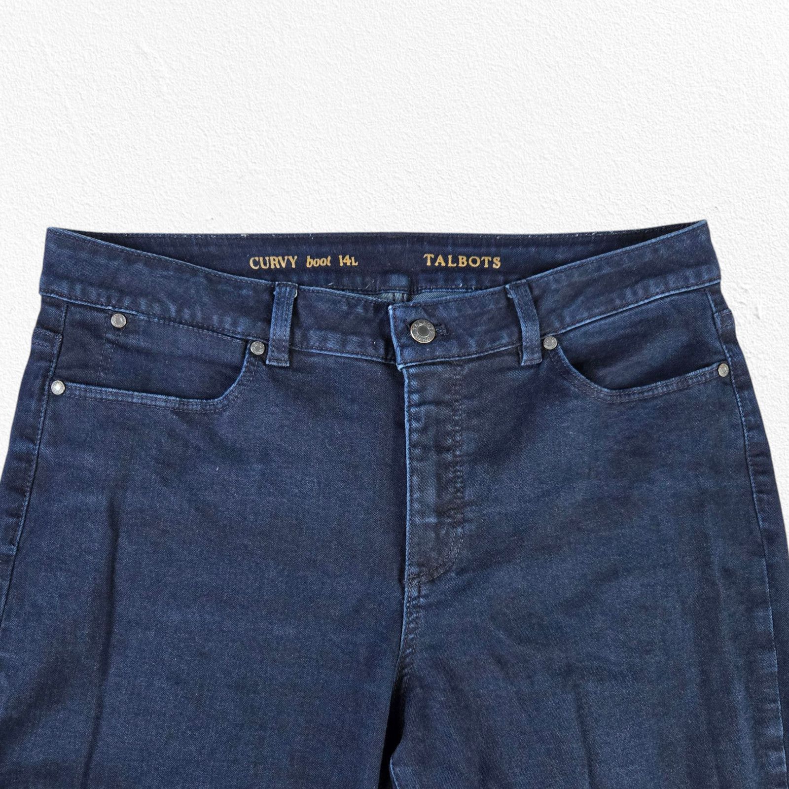 Other Dark Wash Distressed Curvy Bootcut Jeans Size 14 Long Size 36" / US 14 / IT 50 - 4 Thumbnail