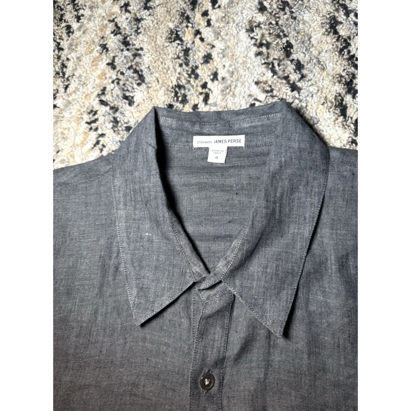 James Perse James Perse Men’s Button Shirt Size L 100% Linen Long Sleeve Gray India Dyed Button-Front Shirts Mens Size US L / EU 52-54 / 3 - 6 Thumbnail