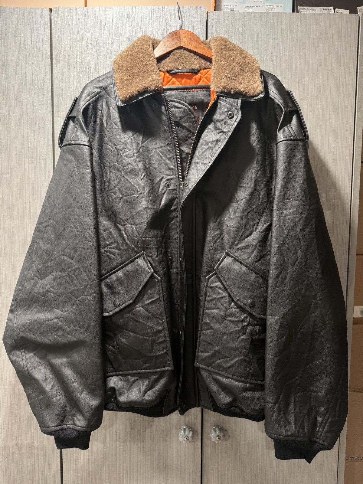 Balenciaga Balenciaga Oversized Grainy Cactus Leather Quilted Jacket Size US M / EU 48-50 / 2 - 1 Thumbnail