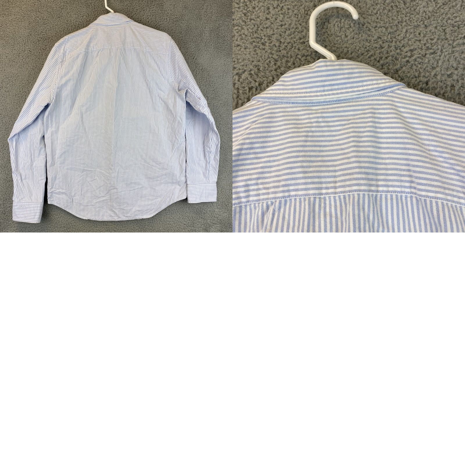 Abercrombie & Fitch Abercrombie & Fitch Dress Shirt Men's Large Long Sleeve Button-Up Striped White Blue Casual Classic Size 42R - 8 Thumbnail
