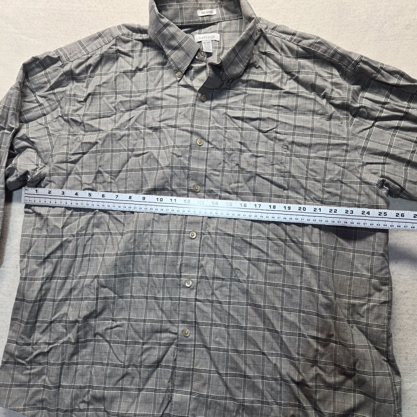 Van Heusen Van Heusen Button-Up Shirt Plaid Gray 100% Cotton Adult Men's 2XL Size US XXL / EU 58 / 5 - 4 Thumbnail