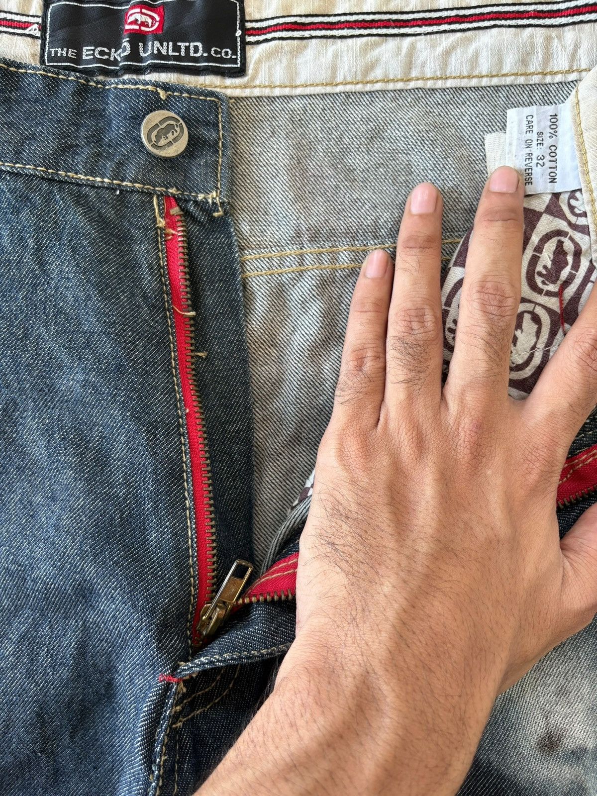 Ecko Unltd. Y2K Ecko Cargo Style Wide Leg Skate Denim Pants Size US 30 / EU 46 - 9 Thumbnail