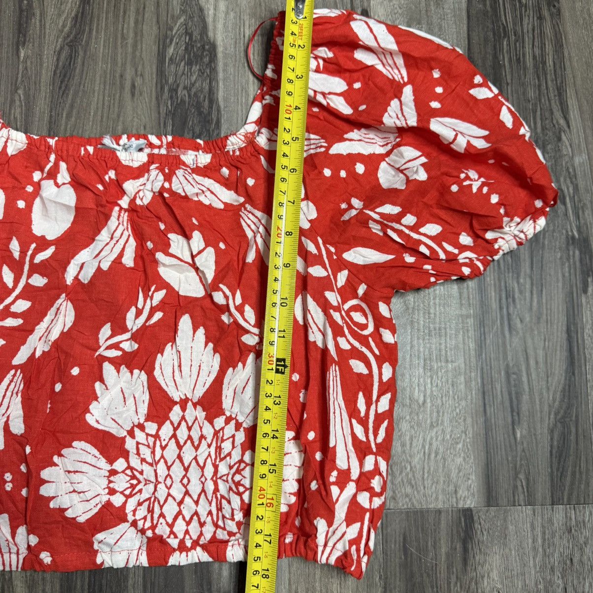 Haute Hippie Haute Hippie Red & White Floral Off-Shoulder Crop Top Size M / US 6-8 / IT 42-44 - 6 Thumbnail