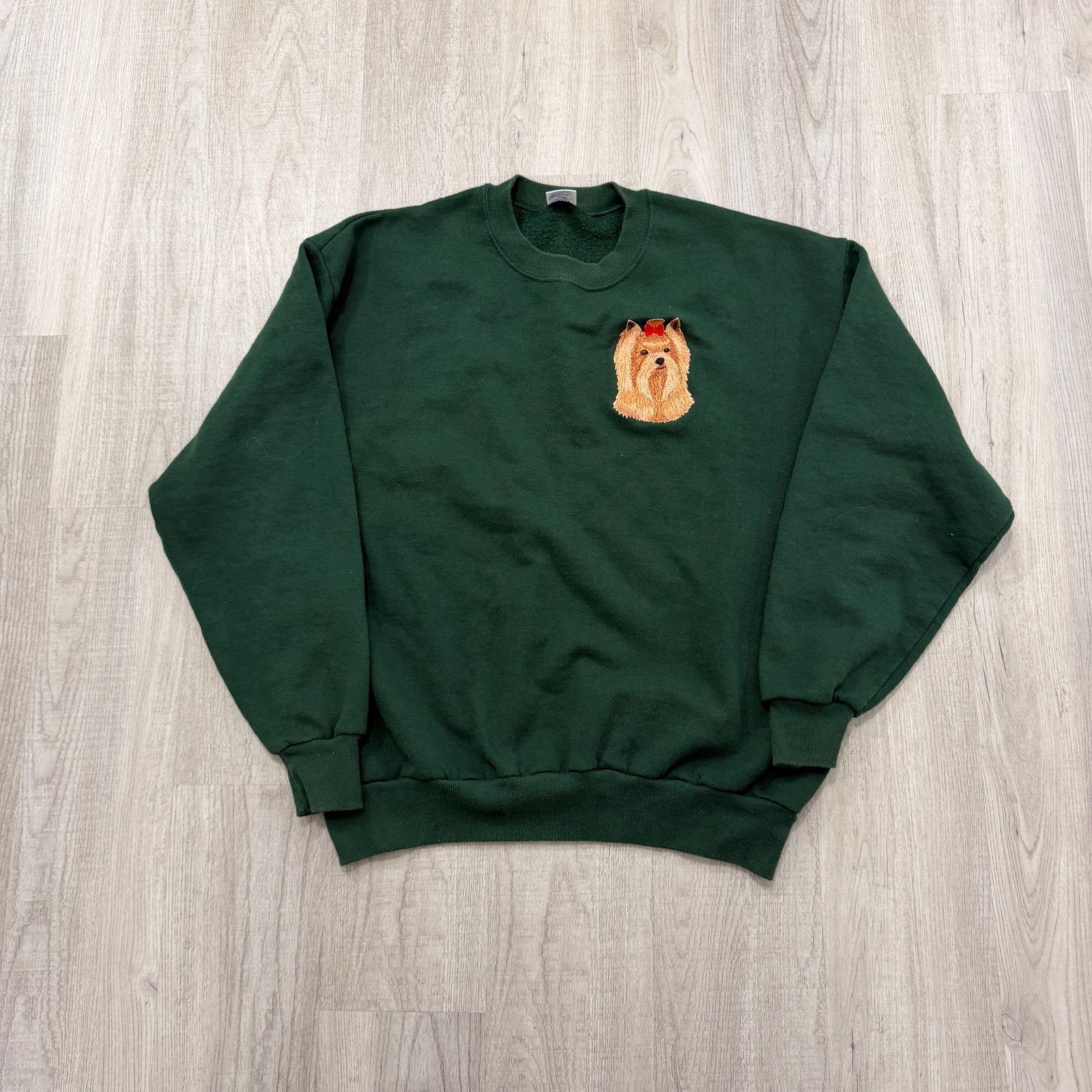 Vintage Vintage Yorkshire Terrier Sweatshirt Women's XL Green Yorkie Size XL / US 12-14 / IT 48-50 - 1 Thumbnail