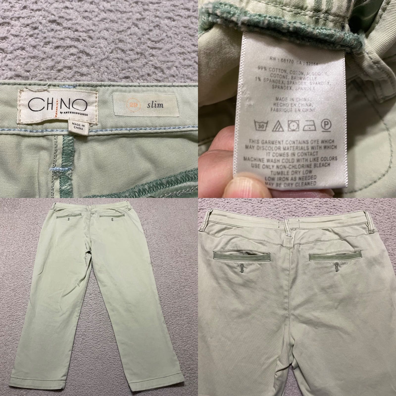 Anthropologie Anthropologie Pants sz 29 Beige Solid Straight Leg Chino Slim Mid Rise Womens Size 29" - 8 Thumbnail
