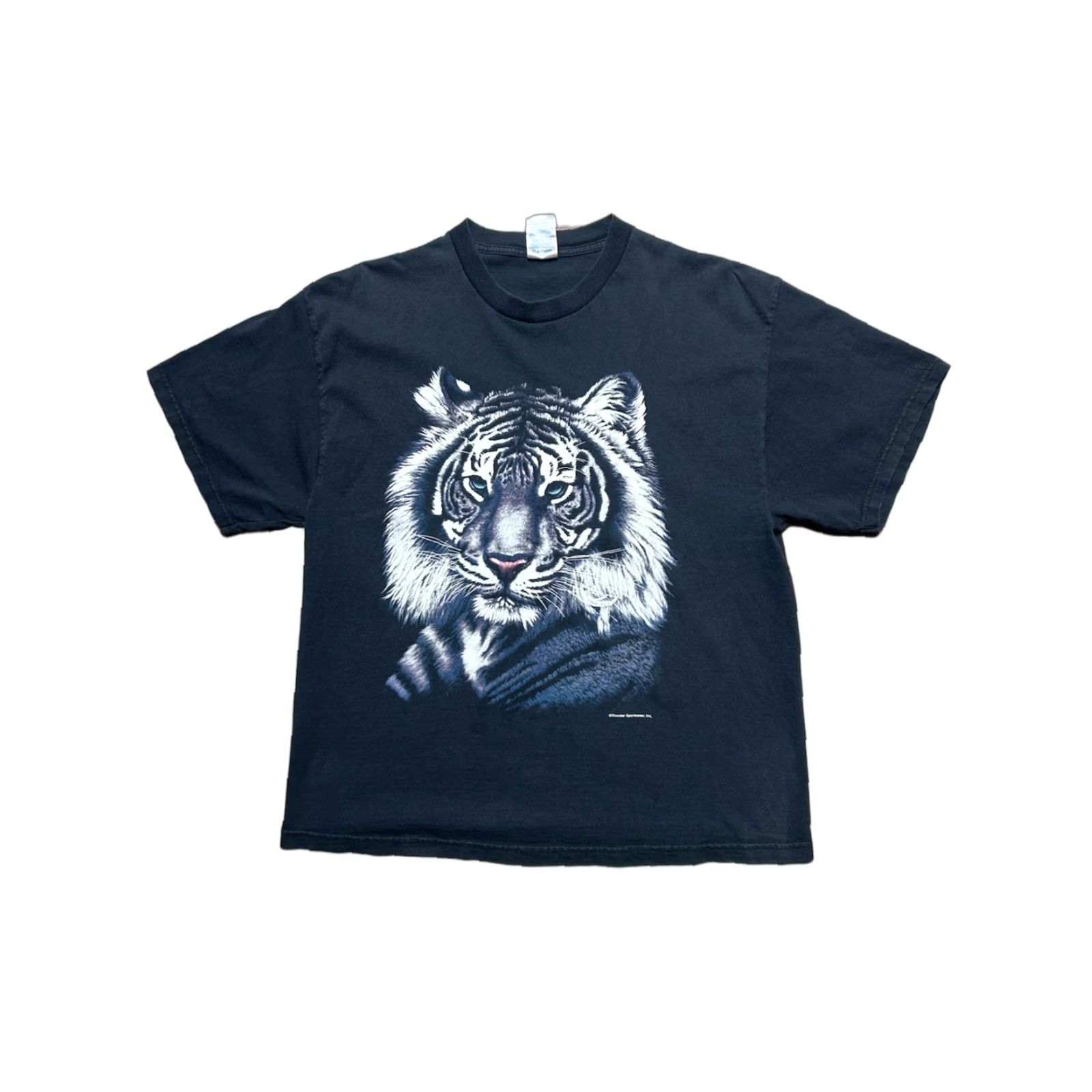 Vintage VINTAGE Sportswear T-Shirt Tiger Nature Big Face Large Men L Black Graphic Shirt Mens Size US L / EU 52-54 / 3 - 1 Thumbnail