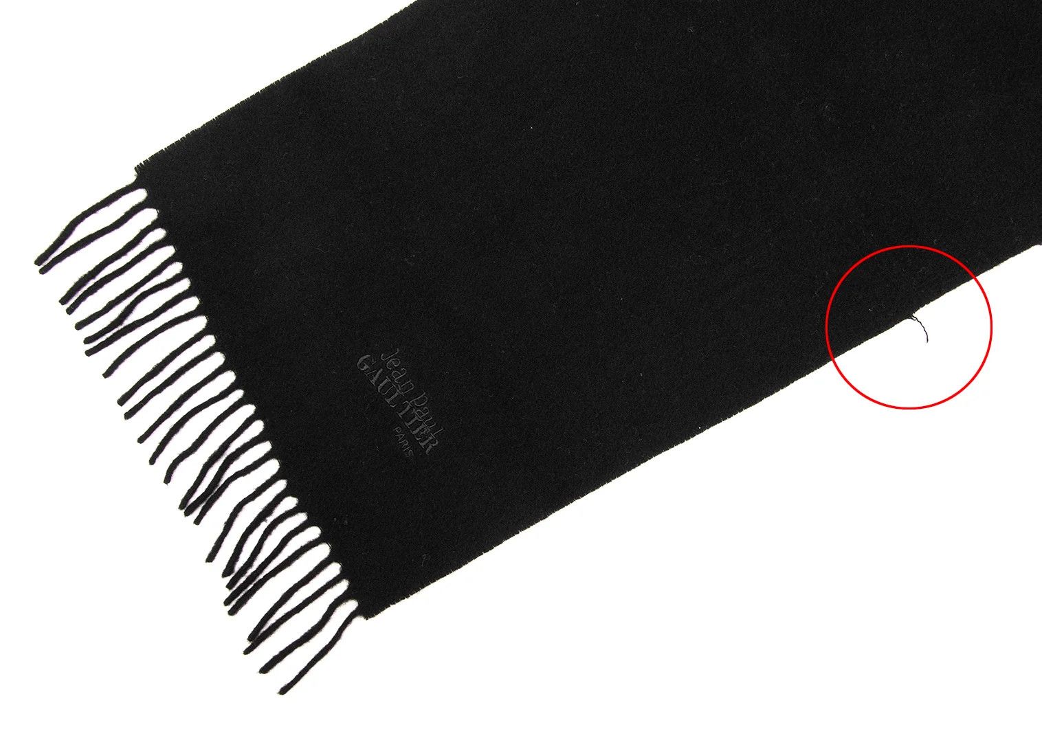 Jean Paul Gaultier Gaultier Logo Embroidered Fringe Scarf in Black Size ONE SIZE - 2 Thumbnail