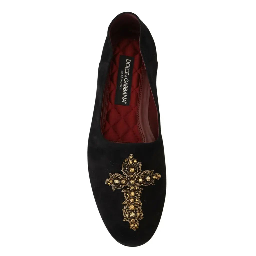 Dolce & Gabbana o1y0125 Suede Embellished Loafers in Black Size US 7.5 / EU 40-41 - 3 Thumbnail