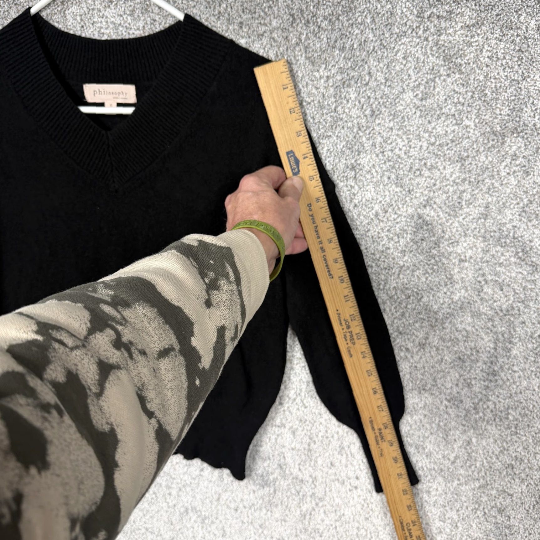 Vintage Philosophy Sweater Women S Black V-Neck Ribbed Knit Pullover Grunge Gothic Layering Knit Shirt Size S / US 4 / IT 40 - 3 Thumbnail