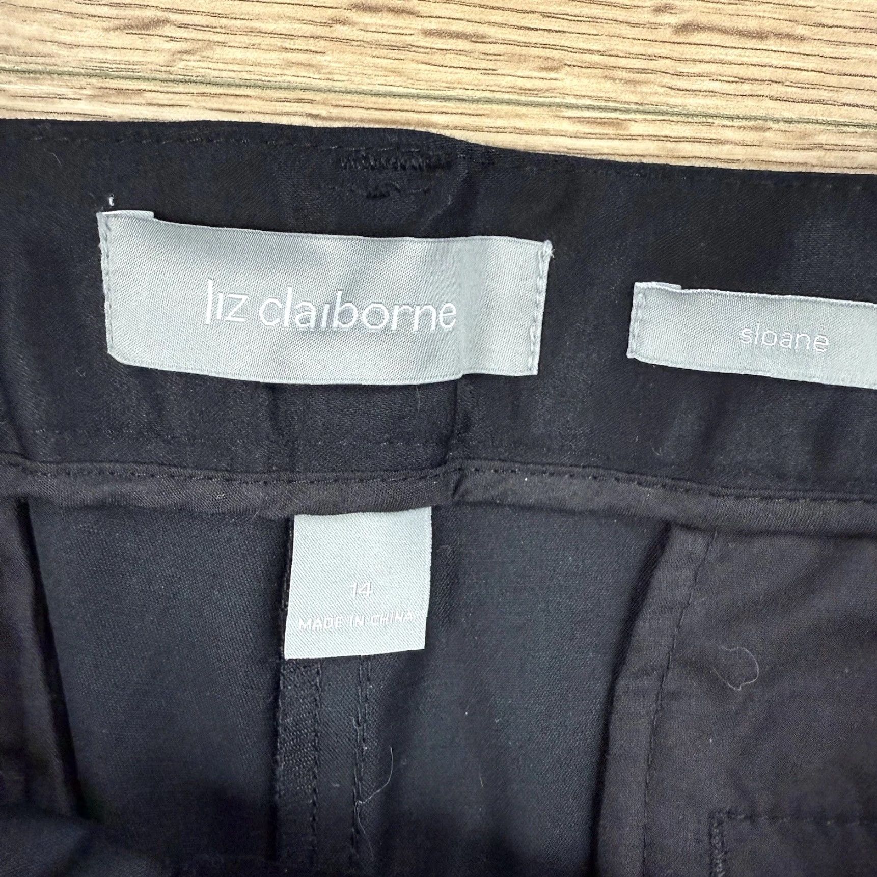 Liz Claiborne Liz Claiborne Pants Women 14 Black Dress Pants Wide-Leg Stretch Sloane Low Waist Regular Size 36" / US 14 / IT 50 - 2 Thumbnail