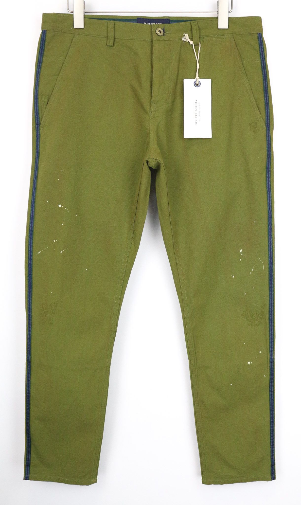 Scotch & Soda AMS BLAUW W37/L31 Slim Green Painted Trousers 75457 Size US 37 - 1 Thumbnail